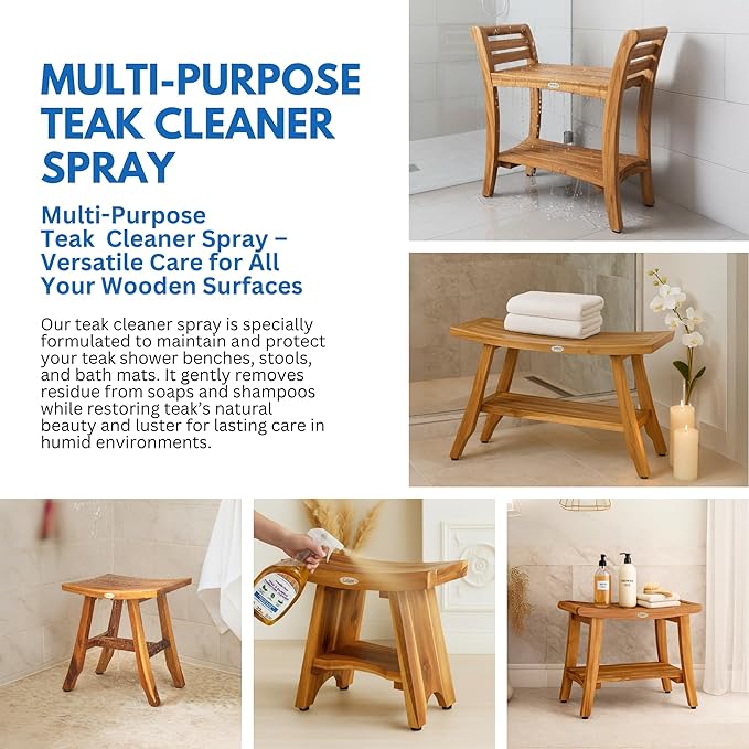 EcoDecors Teak Cleaner Protective Teak Wood Restorer Eco Household Wood Furniture Cleaner Spray bottle For Hardwood & Bamboo Furniture – Certified EPA Safer Choice - 32 oz