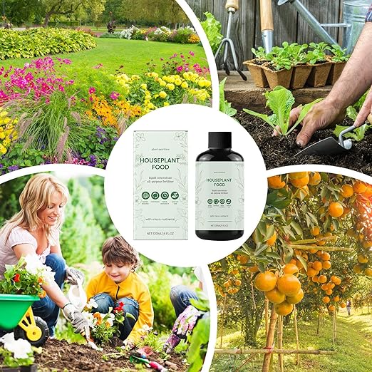 Plant Food for Houseplants - Indoor Plant Fertilizer, Growth Tonic | 120ml Natural Liquid Formula for Greenery Roots Hydroponic Garden Soil Booster Leaf Shine Care Herb Shrubs Blossom Support