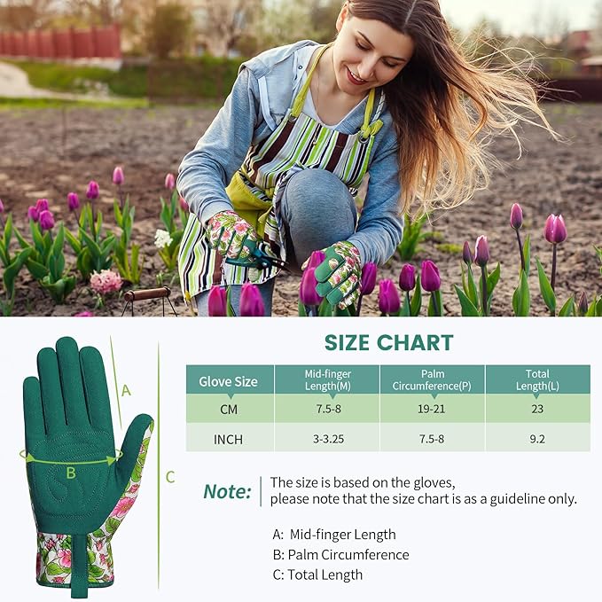 Pleneal Gardening Gloves for Women - Leather Garden Gloves Thorn Proof, Outdoor Protective Working Gloves