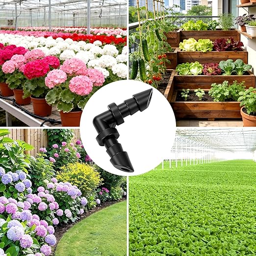 70 Pack 1/4" Drip Irrigation Elbow Fittings：1/4'' Drip Line Double Barbed 90 Degree Elbow Connectors for 1/4 Inch Irrigation Tubing Plastic Micro Fittings for Garden Drip Systems
