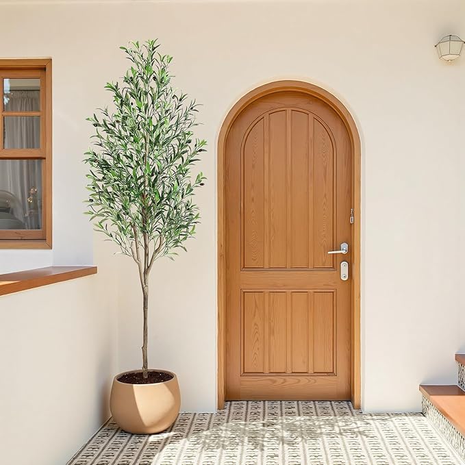 Alupssuc 7ft Olive Tree Artificial Indoor, Fake Tree Potted Faux Olive Trees with Lifelike Fruits and Realistic Leaves, Artificial Plants Indoor Fake Plants for Modern Home Office Living Room Decor