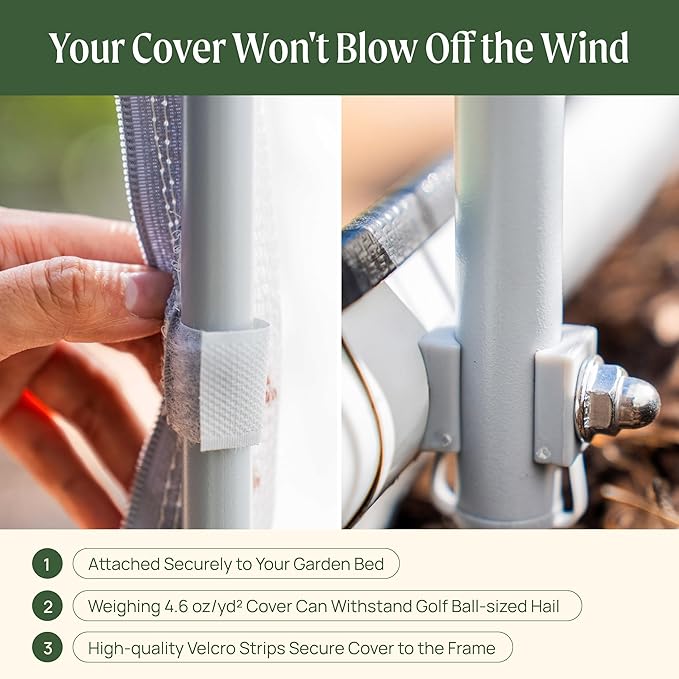Vego garden Netting Cover System for 2.0' x 6.0' Elevated Rolling Garden Bed-S Series, 35% Shading Rate for Plant Protection, Pest Control Frame Cover, Durable & Heavy-Duty (Garden Beds Not Included)