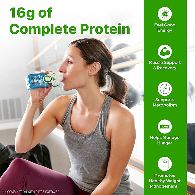 Orgain Organic Nutritional Vegan Protein Shake, Smooth Chocolate - 16g Plant Based Protein, Meal Replacement, 22 Vitamins & Minerals, Fruits & Vegetables, Gluten Free, Non-GMO, 11 Fl Oz (Pack of 4)