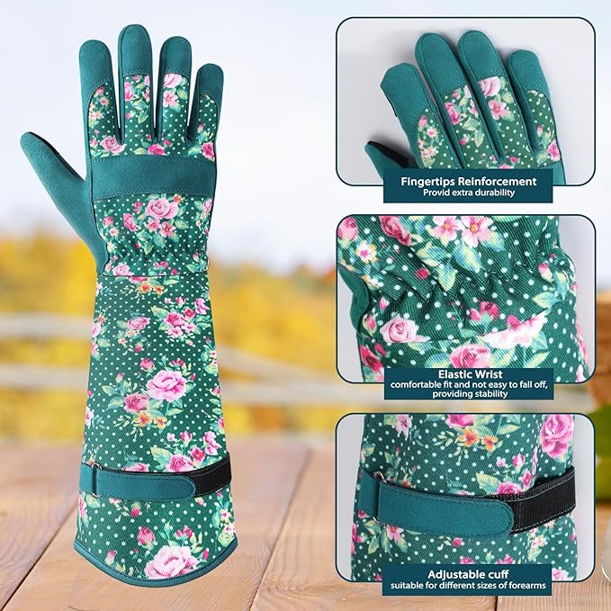 Trifabricy Gardening Gloves for Women, Breathable Leather Garden Gloves with Grip, Thorn-Proof Puncture-Resistant Work Gloves