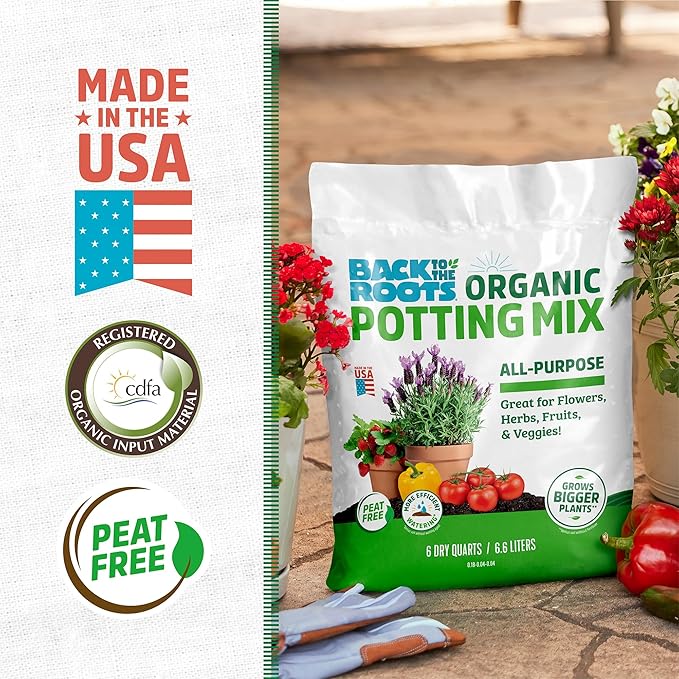 Back to the Roots 100% Organic Potting Mix (Value 12 Quart) | Premium Blend | Made in the USA