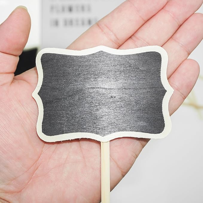 20PCS Wood Chalkboard Plant Tag, Gardening Plug-in Plant Identification Marker, Nursery Garden Plant Markers Tag，Miniature Plants Wooden Tags, Lawn Signs Plant Markers Chalkboard