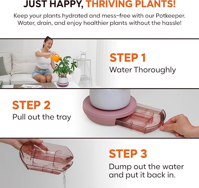 Smart Plants Saucer (Sakura)| Create a Healthy Root Environment | Easy Care for Indoor Plants Base Plant Care | 7.9inch | Water Capacity: 350m L |