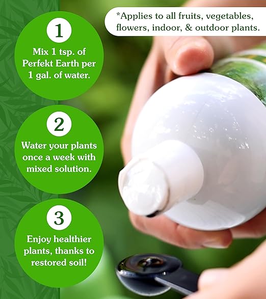 Perfekt Earth Organic Fertilizer - Indoor Plant Food - Liquid Plant Fertilizer - Organic Food for Flowers, Fruits, and Vegetables - Easy to Use 1 Pint Bottle