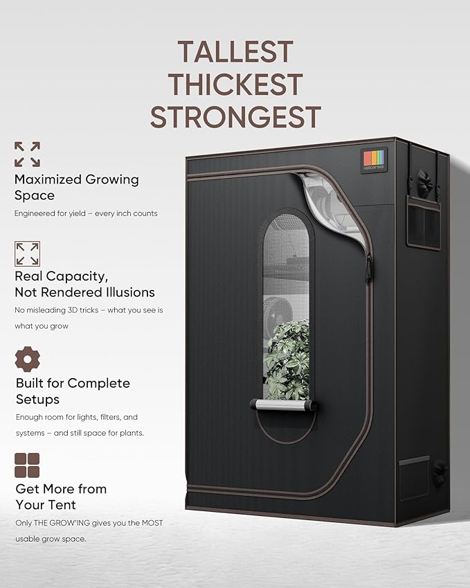 The Growing 4x2 Grow Tent 48"x24"x72", Tall Slim Light Proof Indoor Hydroponic Grow Tent with Reflective Mylar Observation Window for Indoor Plant Growing