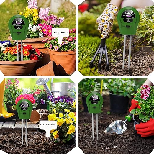 2Pcs Soil Moisture Meter,3 in 1 Moisture Meter for Plants, Tester for Moist, Light,Nutrients, pH, Soil Test Kit, Great for Garden, Lawn, Farm, Indoor & Outdoor Use, No Battery Required