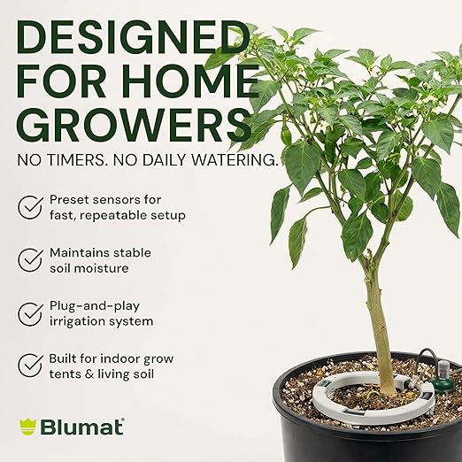 Grow Tent Drip Irrigation System - Blumat Watering Kit for 4 Large Pots (10-20 Gallon) - Automatic Grow Tent Watering System with Efficient Preset Blumat Sensors (Bucket not Included)