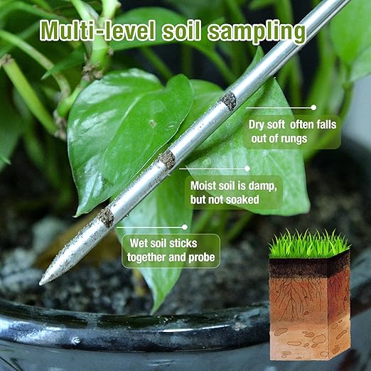 Soil Probe 14 Inches Moisture Meter for Plants, Soil Moisture Sampler with Dual Scale Markings, House Plant Water Monitor No Batteries Required