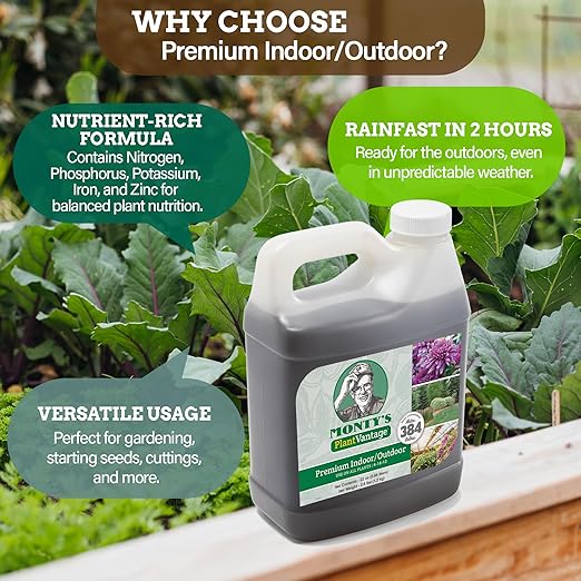 PlantVantage Premium Indoor and Outdoor Plant Food – NPK Fertilizer (4-15-12) with Zinc & Iron, Liquid Fertilizer for Vegetables, House Plant, & Trees - Indoor and Outdoor Plant Fertilizer – 32 oz