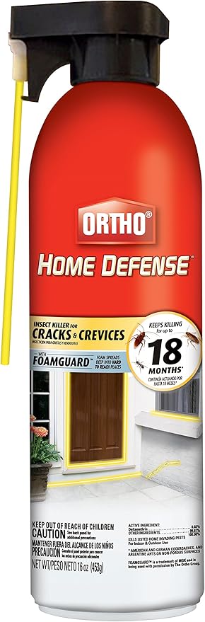 Ortho Home Defense Insect Killer for Cracks & Crevices - Bug Killer Spray Foam Kills Ants, Cockroaches, Fleas, Centipedes, Crickets, Boxelder Bugs & Other Listed Insects, Long-Lasting, 16 oz.