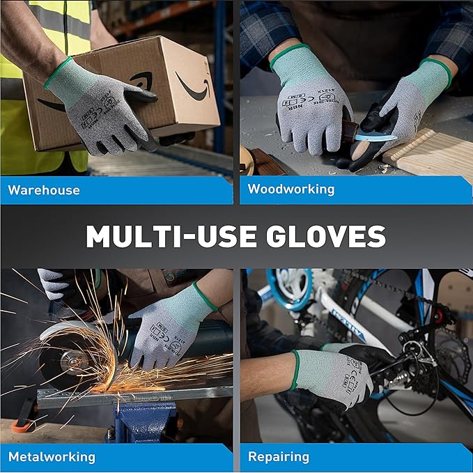 S SATC Safety Work Gloves Foam Nitrile Coated Touchscreen Knit Nylon Gloves for Men & Women, Ideal for Gardening, Warehouse