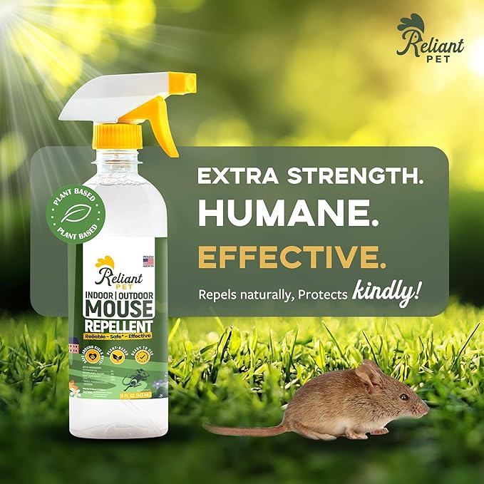 Reliant Pet Peppermint Oil Mouse Repellent Spray - 16oz - Natural Mice Deterrent for Indoor & Outdoor Use - Pest Control for Home, Car Engines, RV - Pet Safe Pest Control - Made in USA