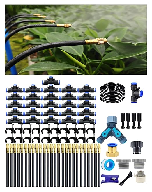 Drip Irrigation System,Automatic Garden Watering System, 360 Degree Adjustable Garden Sprinkler, High Output Mist Spray Nozzle for Potted Plants, Easy Connect & Rotating Head, Customizable Water Flow