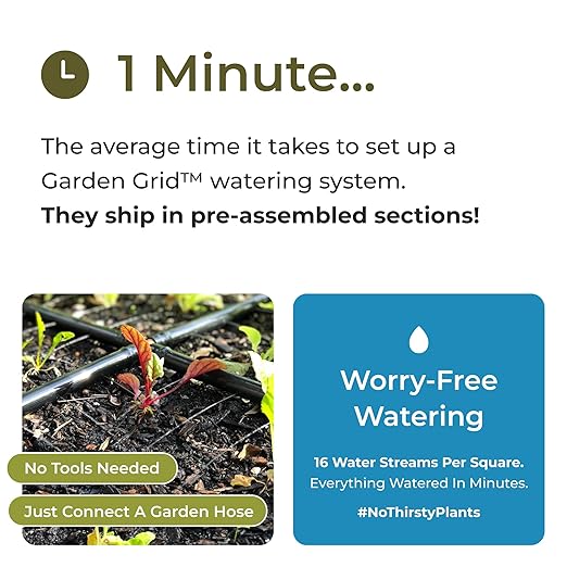 Garden Grid Watering System | Raised Garden Bed Drip Irrigation System – But Better | Pre-Assembled, Waters Every Plant Evenly, 2-Minute Setup | Square Foot Gardening Grid | US-Made (Cornerless, 4x8)
