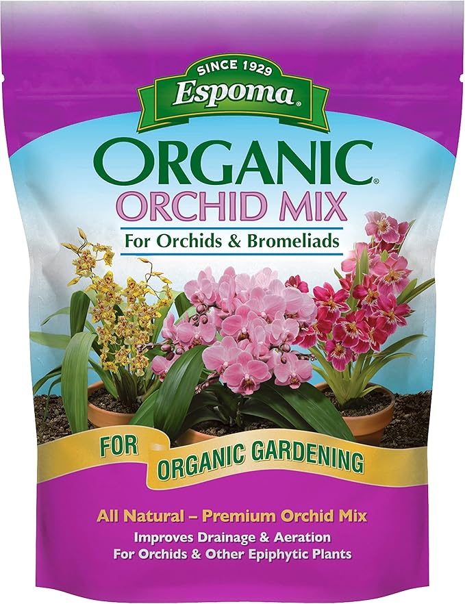Espoma Organic Orchid Mix 4-quart bag. For All Orchids and Bromeliads. Ideal for Phalaenopsis, Dendrobium, and other Types of Orchids. For Organic Gardening