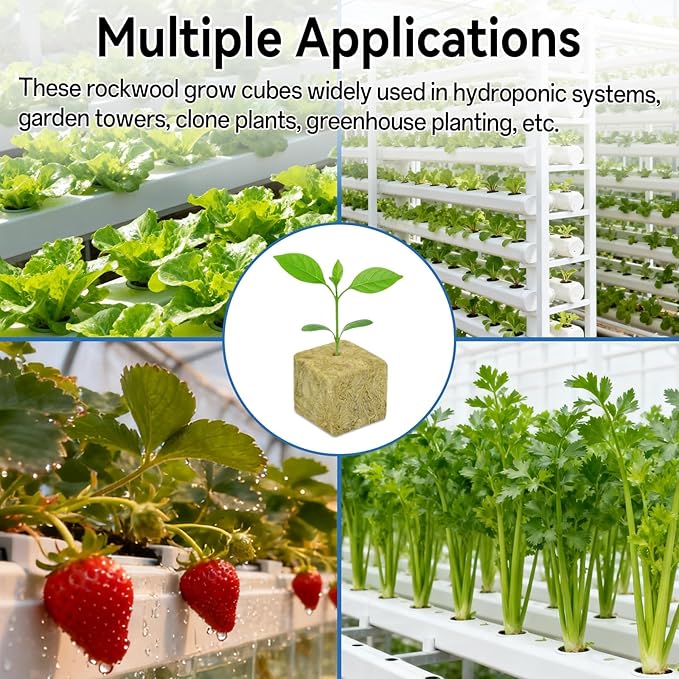 Halatool Seed Starter Kit, Reusable Plant Germination Trays with 28 Pcs Rockwool Cubes, Indoor Greenhouse Gemination for Hydroponic Cuttings Propagation Clone Gardening