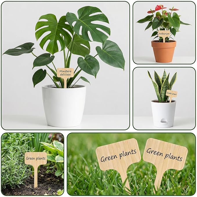 20 PCS T-Type Plant Labels for Seedlings Wood, Extra Long Wooden Garden Labels for Plants, Upgrade and Reinforcement Wooden Plant Label for Outdoor Garden Waterproof Indoor Flowers Vegetables