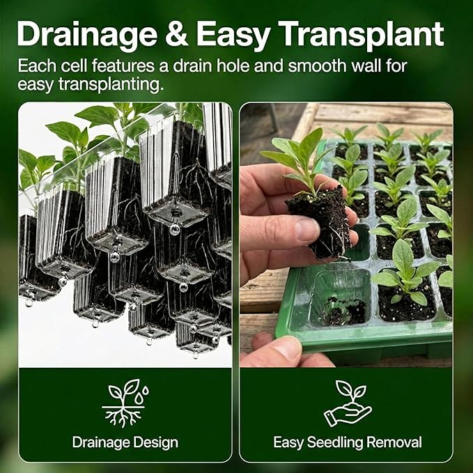 Gardzen 10 Pack 40 Cell BPA Free Seed Starter Tray Kit - Reusable Plant Germination Trays with Adjustable Vents, Sowing Tool & Labeling Set for Indoor Gardening Vegetables Herbs Flowers