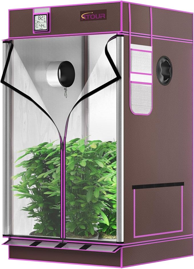 ATOUR 34“x34 x72 Grow Tent, Highest Density 1680D Diamond Mylar with Double Transparent Viewing Door and Floor Tray for Hydroponic Indoor Plant Growing