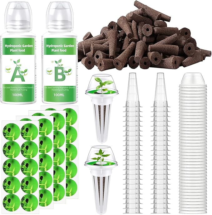162 Pcs Seed Pods Kit, Hydroponics Growing System Grow Anything Kit with 40 Grow Sponges, 40 Grow Baskets, 40 Grow Domes, 40 Pod Labels for Seed Starting System