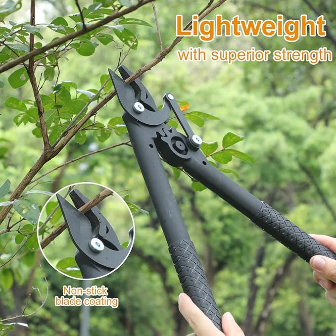Garden Shears Tool Set 3 Pcs - Heavy Duty Lopper, Hedge Shears & Pruning Saw for Tree Branches, Hedges, Backyard & Fruit Trees, Carbon Steel Blades
