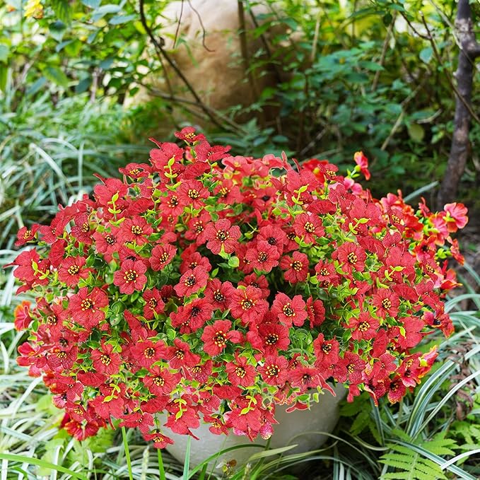 trytuny Artificial Flowers for Outdoor, UV Resistant Fake Silk Flowers, Realistic Faux Plants for Outside Indoor Porch Patio Window Box Planter Home Decor (20, Red)