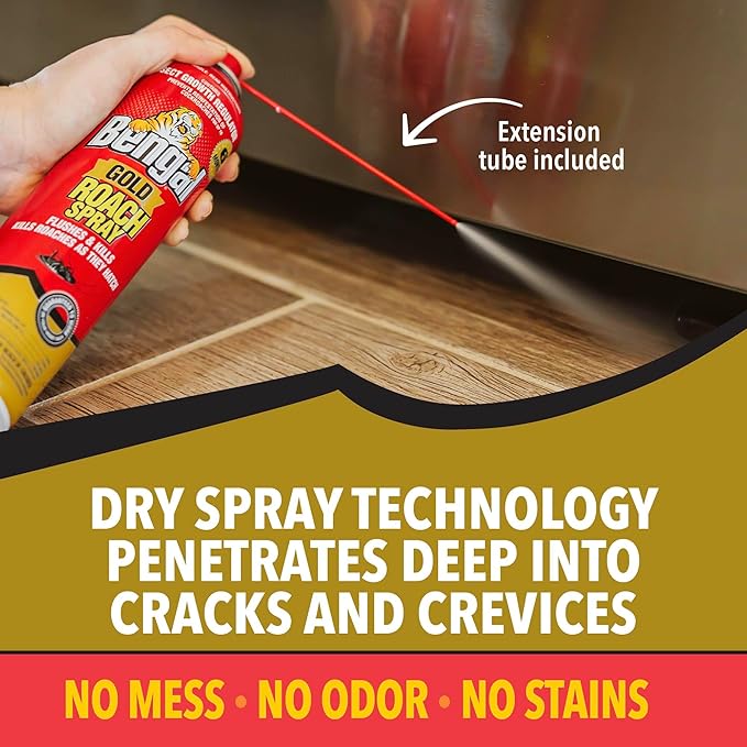 Bengal Gold Roach Spray - Odorless, Stain-Free Bug Spray for Home - Prevents Reinfestation for Up to 6 Months - 11 oz, 4 Pack
