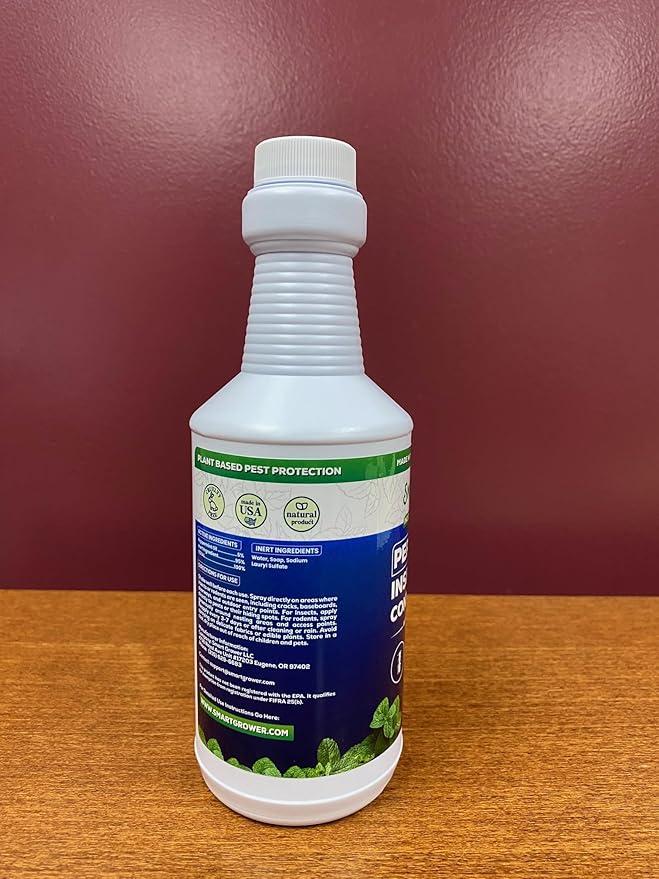 All Natural Peppermint Oil Insect & Pest Control Spray Repels Mice, Spiders, Ants, for Home, Indoor, Outdoor, Garden Maximum Strength Smart Grower Ready to Use 16 FL OZ