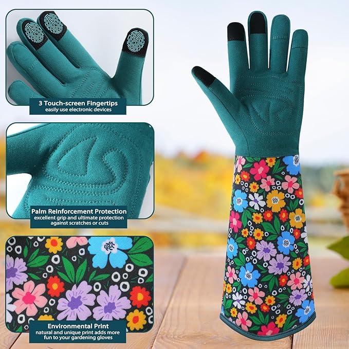Trifabricy Gardening Gloves for Women, Breathable Leather Garden Gloves with Grip, Thorn-Proof Puncture-Resistant Work Gloves