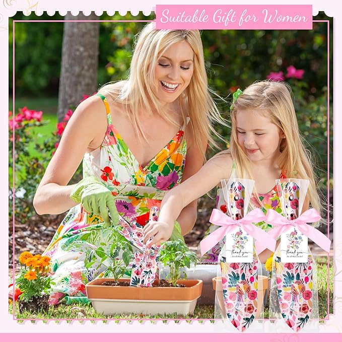 Blosssound 12 Sets Garden Shovels Bulk Gardening Gift for Women Set Garden Tools Floral Hand Heavy Duty Trowels Thank You Cards with Bags for Mother Day Mom Birthday Teacher