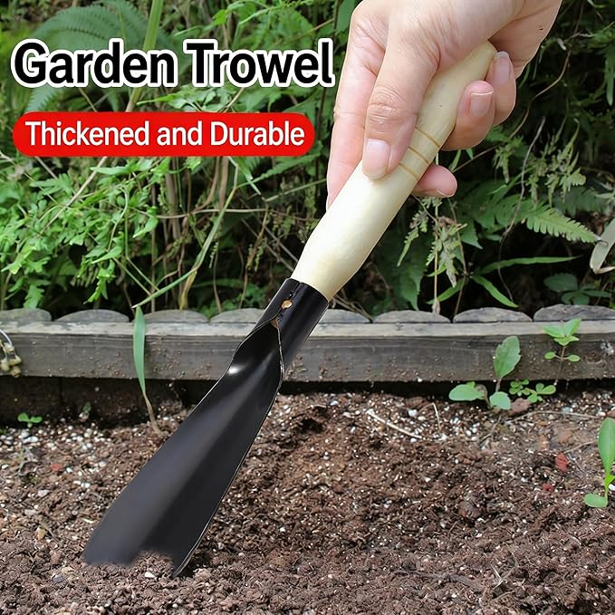 Heavy-Duty Manganese Steel Trowel Garden Tool - 2Pck Hand Trowel with Wooden Handle, Ideal for Planting, Digging, Transplanting, Lightweight Garden Shovel Hand for Indoor/Outdoor Use