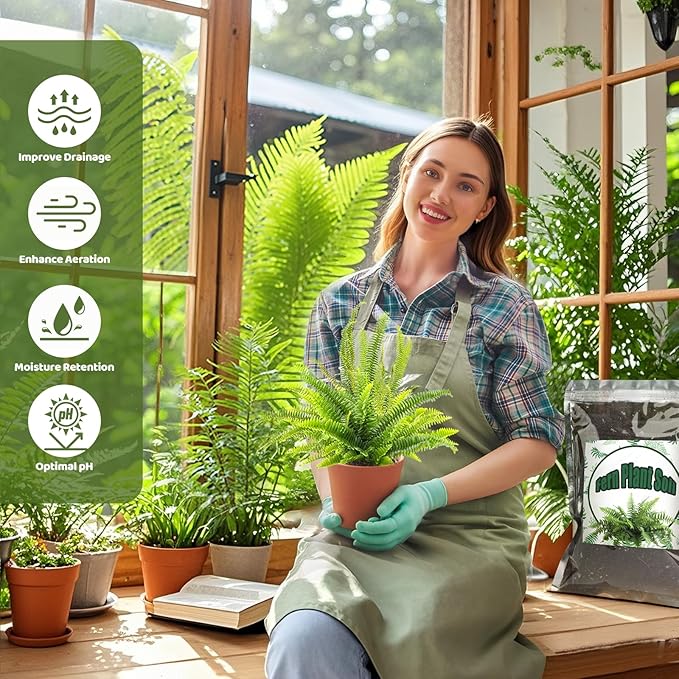 Doter Potting Soil Mix for Fern 2qt, Custom Hand Blended Mixture Suitable for Indoor/Outdoor Potted Fern Plant
