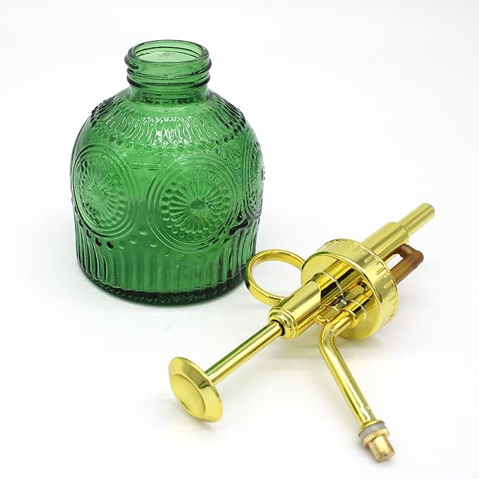 Glass Plant Mister Spray Bottle, 230ML Vintage Plant Spritzer, Succulent Watering Bottle Glass with Top Pump, Small Plants Sprayer Watering Can for Indoor Outdoor House(Green)