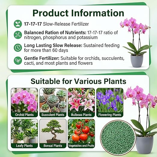 RAINFLOW 11.28OZ Slow Release Fertilizer - 17-17-17 Organic Plant Food All Purpose Plant Fertilizer for Most Potted,Fruit & Vegetable,Bulbs,Flowering,Leafy Plants Indoor & Outdoor Garden Fertilizers