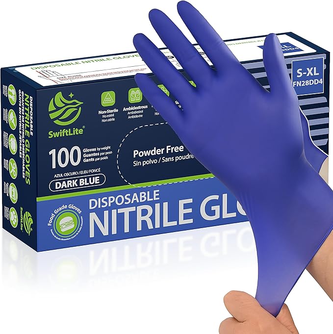 SWIFTLITE Disposable Nitrile Gloves, Food Safe, Latex-Free Powder-Free, Kitchen Rubber Gloves for Cooking and Cleaning