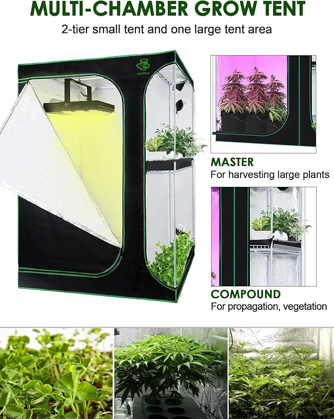 Lovinouse 2 in 1 Mylar Hydroponic Grow Tent, 36 x 24 x 53 inch Indoor Growing System with Observation Window, Tool Bag, Grow Tent Kit for Vegetables, Flowers