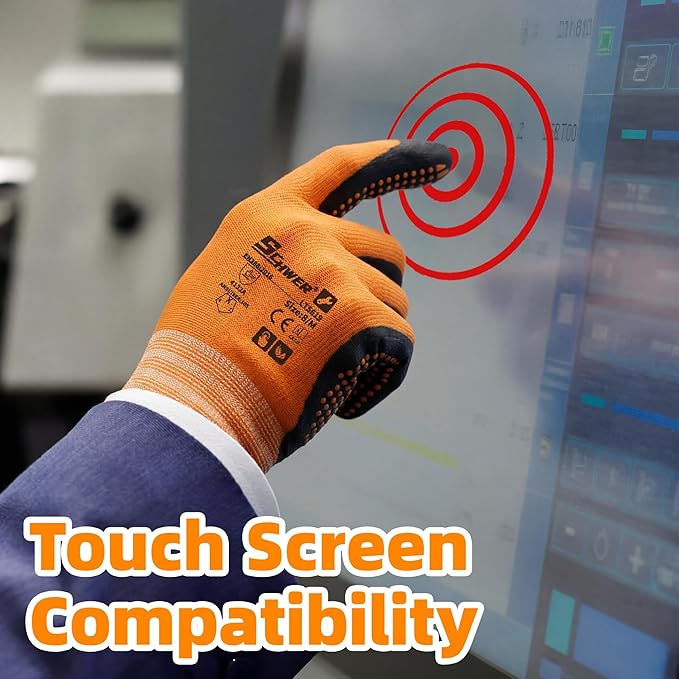 Schwer 6 Pairs Safety Work Gloves MicroFoam Nitrile Coated, Certified Level 6 Abrasion & A1 Cut Resistant Working Gloves with MicroDot Grip, Touchscreen, Used for General Work, Gardening, LT5619, M