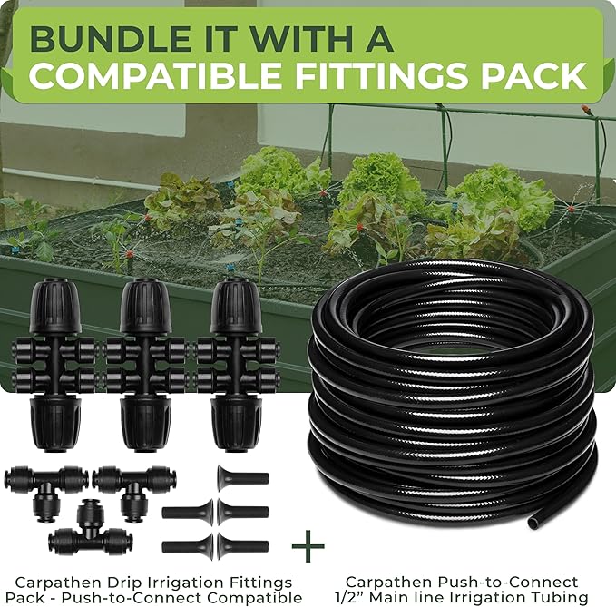 Carpathen 100 FT 1/2 Irrigation Tubing Mainline - Drip Irrigation Tubing Perfect for Push-To-Connect Garden Irrigation System, or as Blank Distribution Hose for Any Gardening Project