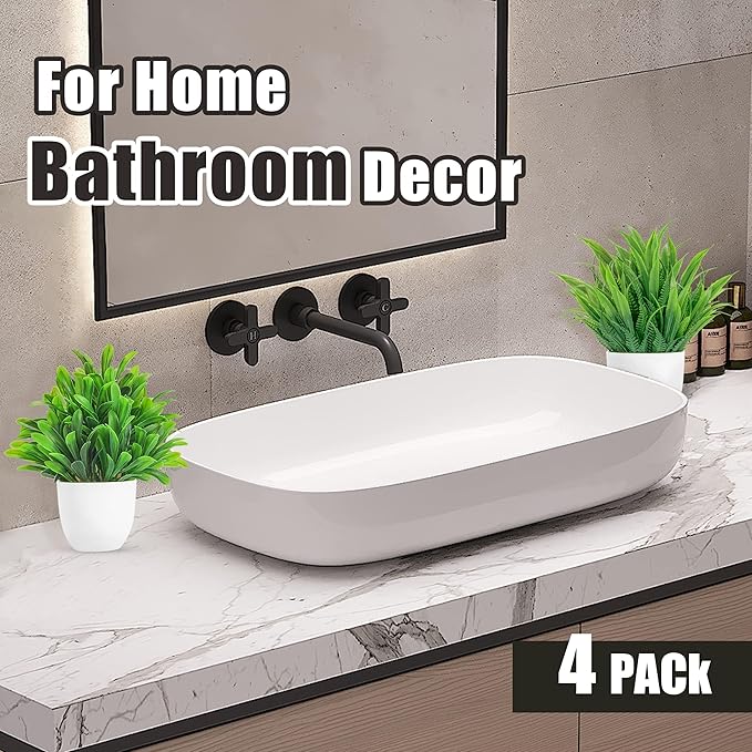 Miracliy 4 Pack Mini Fake Plants Artificial Eucalyptus Faux Plants for Home Office Farmhouse Bathroom Desk Shelf Decor Indoor