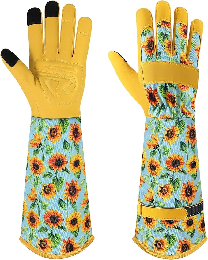 Trifabricy Gardening Gloves for Women, Breathable Leather Garden Gloves with Grip, Thorn-Proof Puncture-Resistant Work Gloves