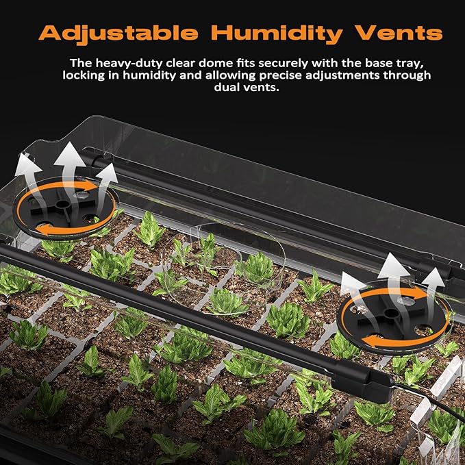 Patigrow 80-Cell Self-Watering Seed Starter Tray with Grow Light, Seed Starter Kit with 4.07” Humidity Dome, Indoor Seedling Starter Tray, Seed Starting Trays for Plant Germination, Seeds Growing