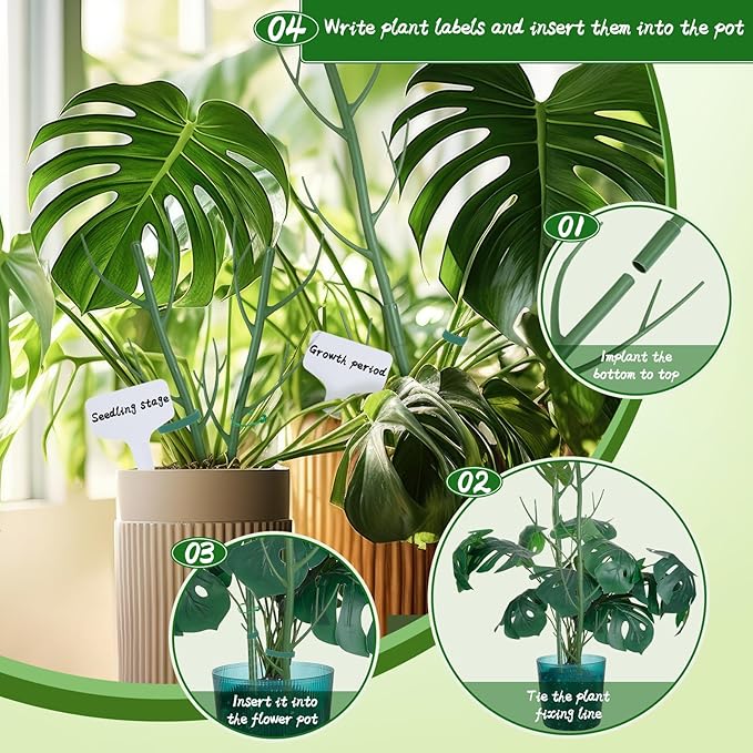 5 Pack Stackable Monstera Support Twig Plant Stakes, Plant Support Stakes for Indoor Outdoor Plants Holder Sticks for Climbing Plants Monstera Pothos Philodendron