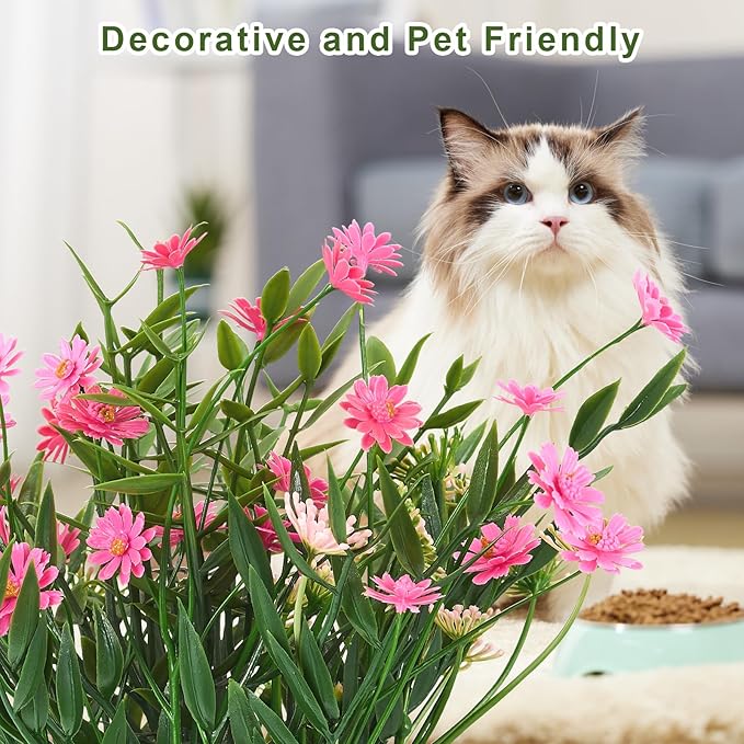 Fake Plants Daisy for Bathroom Decor, Small Potted Artificial Plants Indoor for Shelf Desk Home Bathroom Farmhouse Room Coffee Table Decor, Pink