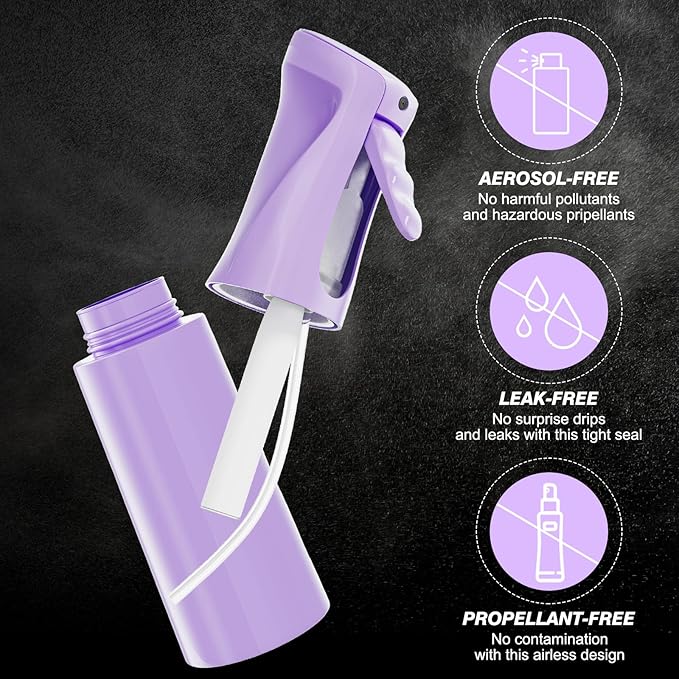 IMPORX Continuous Spray Bottle for Hair 2 Pack (10.1oz/300ml) Home Essentials Spray Bottles for Cleaning Empty Ultra Fine Water Mister Sprayer for Hairstyling Garden Plants Curly Hair Perfume, Purple