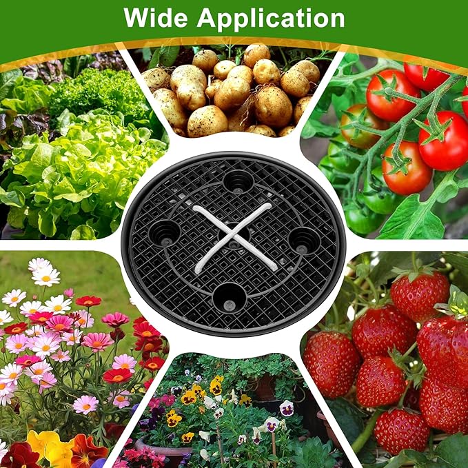 P Polerden 4 Pack Self Watering Fabric Pot Base 14 inch, Auto Pots Fit for 5 Gallon Grow Bags, Auto Watering Plant Saucer for Fabric Planters Plant Saucers Flower Pot Tray, 3 Year Warranty