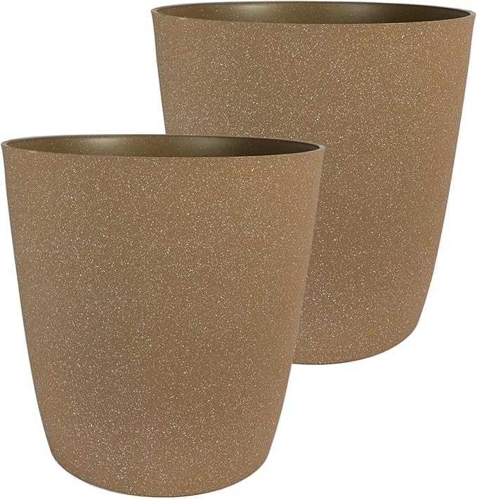 The HC Companies Santa Fe Round Self-Watering Pot - Lightweight Plastic Planter for Herbs & More - Durable Plant Pots for Indoor Plants & Outdoor Plants (12" Cavern Clay, Pack of 2)